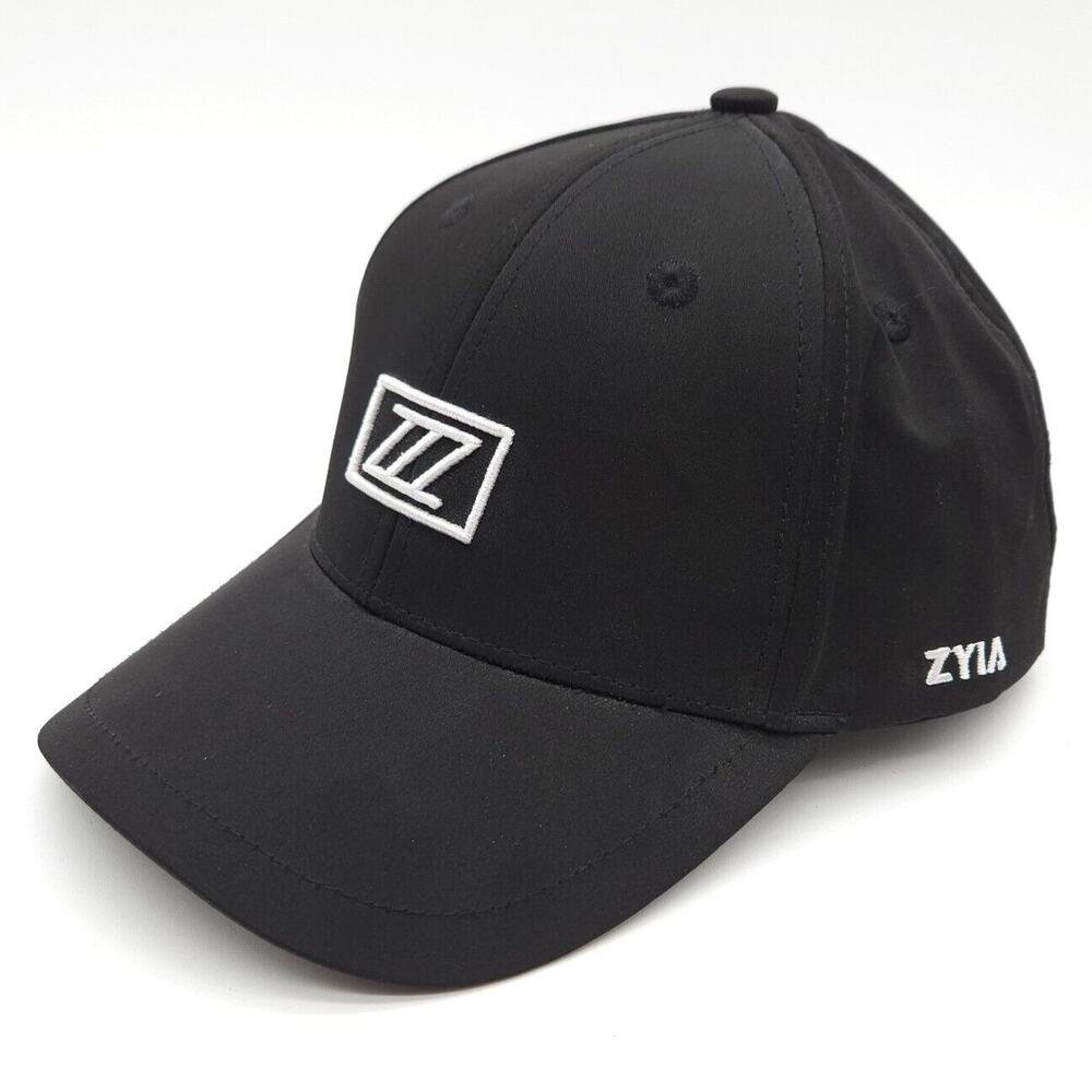 Zyia Active Snapback Black Baseball Cap Golf Running Hiking Hat Unisex Adult